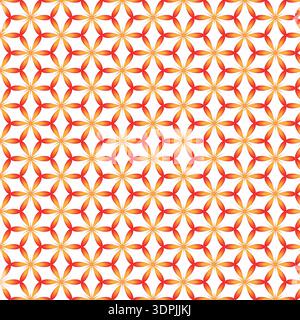 Vibrant Orange and Red Floral Geometric Tessellation Stock Vector
