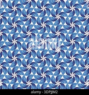 Abstract Blue Swirling Pinwheel Geometric Pattern Design Stock Vector