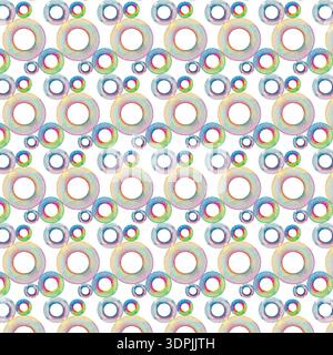 Ethereal Rainbow Rings Seamless Pattern Design Stock Vector