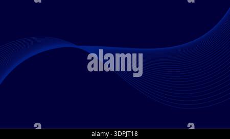 Elegant premium dark blue background with smooth flowing wavy lines. Royal luxury design symbolizing growth, success, and technology. Vector Stock Vector