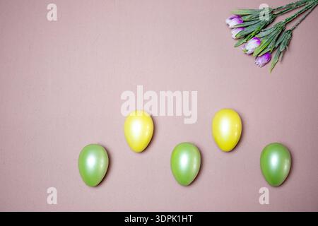 Bright Spring Celebration With Vibrant Tulip Bouquet And Eggs Stock Photo