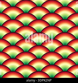 Seamless pattern with japanese red fish scales. Colored vector background. Stock Vector