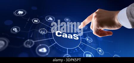 CaaS solutions with automated container orchestration and cloud infrastructure optimization. Stock Photo