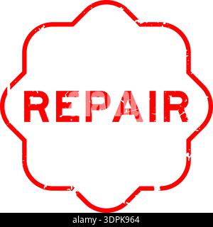 Grunge red repair word square rubber seal stamp on white background Stock Vector