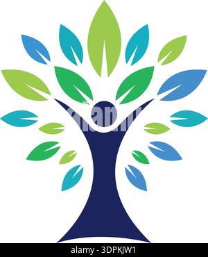 tree people wellness logo, people tree logo, wellness logo Stock Vector