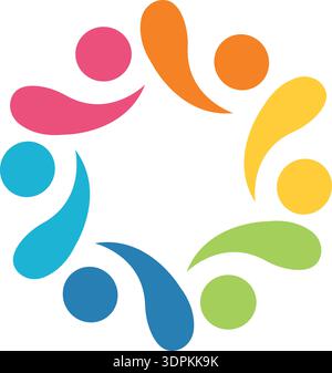 5 People togetherness and community concept logo abstract vector illustration eps Stock Vector