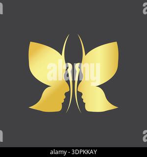 Butterfly logo. Royal butterfly logotype gold logo design Stock Vector