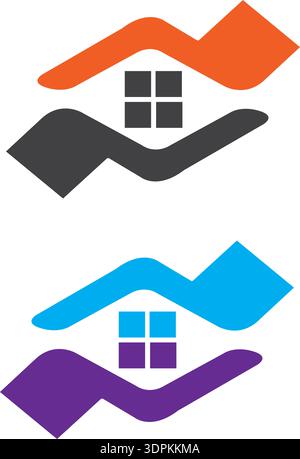 Insurance logo, Safety home hand insurance, logo vector template Stock Vector