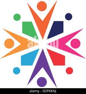 Team work logo icon with modern abstract concept Premium Vector Stock Vector