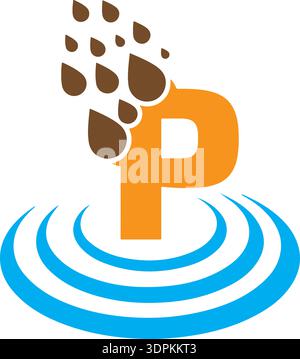 p logo design simple modern drop logo deisgn Stock Vector