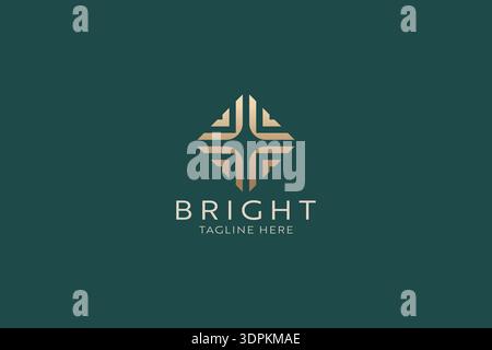 Bright Abstract Golden Star Logo Design Symbolizing Light and Modern Identity Stock Vector