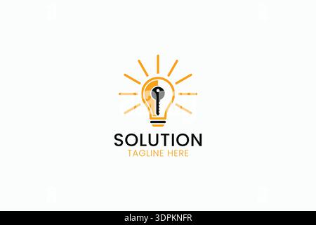 Solution Light Bulb Key Logo Design Representing Innovation and Problem Solving Identity Concept Stock Vector