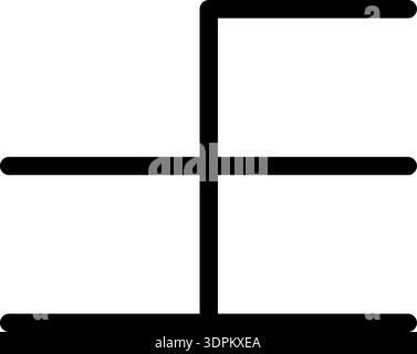 Line forms one perpendicular line and another with three opposite corners, featuring a thick outline. Stock Vector