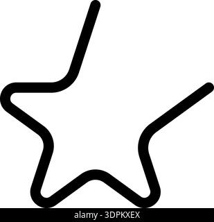 Line forms a star with rounded corners and an open side, featuring a thick outline. Stock Vector