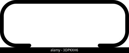 Line forms a rectangle with rounded corners and one open side, featuring a thick outline. Stock Vector