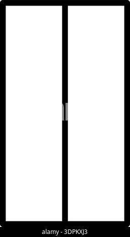 Line forms a vertical line dividing a rectangle into two parts, with a thick outline and geometric shape. Stock Vector