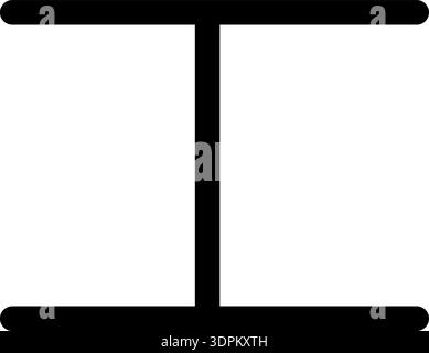 Line forms two parallel lines and one perpendicular line, featuring a thick outline and geometric shape. Stock Vector
