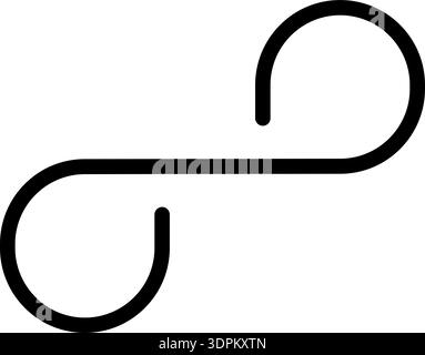Line forms two opposite and incomplete loops, featuring a thick outline and geometric shape. Stock Vector