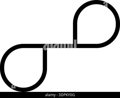 Line forms two opposite loops with a thick outline and geometric shape. Stock Vector