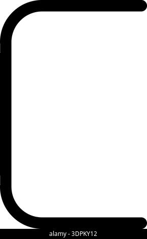 Line forms a shape with two rounded corners and a thick outline. Stock Vector