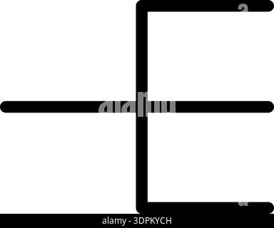 Line forms a trident shape with two opposite corners, featuring a thick outline and geometric form. Stock Vector
