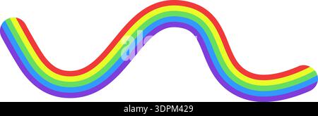 Rainbow colored curved graphic line. Stock Vector