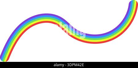 Rainbow colored curved graphic line in a wave shape. Stock Vector