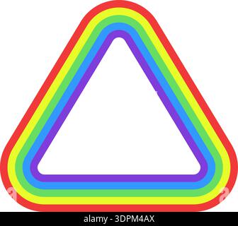 Rainbow colored line forming a triangle shape with rounded corners. Stock Vector