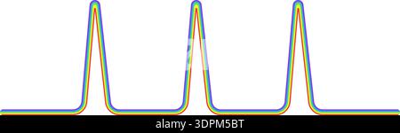 Rainbow colored line forming a triangle with three points that resemble waves. Stock Vector
