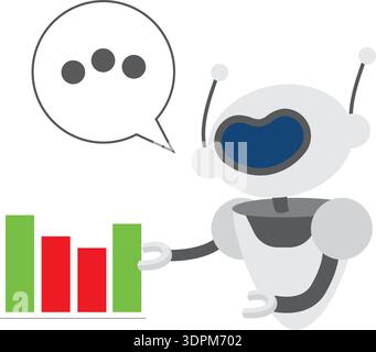 Robot Presenting Bar Chart Data Stock Vector