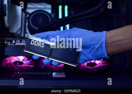 High-speed DDR5 RAM modules. Stock Photo