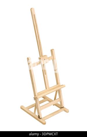Wooden tabletop easel, isolated on white background Stock Photo