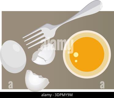 ready for Easter - Beaten Egg Yolks In A Bowl - Stock Illustration as EPS 10 File Stock Vector
