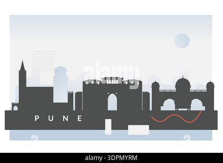 Historical Icon Pune City - Skyline Icon Illustration as EPS 10 File Stock Vector
