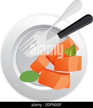 Fresh Raw Diced Salmon - Stock Illustration as EPS 10 File Stock Vector