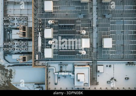 Data center rooftop in warsaw showing modern cooling and ventilation infrastructure, ensuring optimal server operation, Warszawa, Województwo mazowiec Stock Photo
