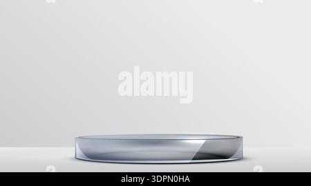 Sleek glass podium for product display. Elegant transparent platform for awards or product presentation. Vector illustration Stock Vector
