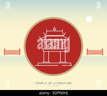 Temple of Literature, Hanoi - dedicated to Confucius - Stock Illustration as EPS 10 File Stock Vector