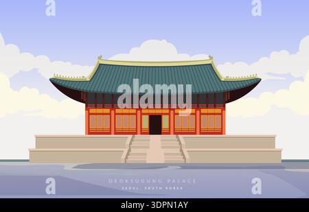 Deoksugung Palace - Seoul, South Korea - Stock Illustration as EPS 10 File Stock Vector