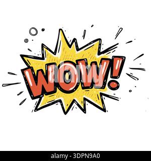 Hand drawn comic style WOW Stock Vector