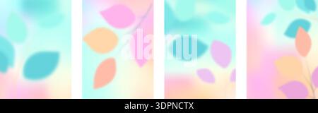 Abstract blurred leaf inspired backdrop with a gentle gradient mesh illustration. Floral spring gradient background with soft tones. Stock Vector