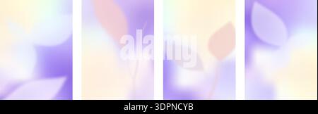 Abstract blurred leaf inspired backdrop with a gentle gradient mesh illustration. Floral spring gradient background with soft tones. Stock Vector