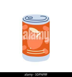 Tin can with apple drink. Vector illustration for food packaging design, grocery store promotions, healthy lifestyle Stock Vector