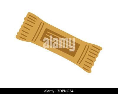 Healthy snack. Bar or chocolate in foil wrapper. Vector illustration for health food brands, gym marketing, nutrition blogs Stock Vector