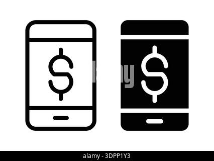 This image showcases two mobile device icons displaying a dollar sign, ideal for representing financial technology concepts in various media. Stock Vector