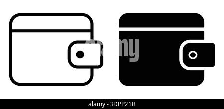 Set of two wallet icons, one in black and one in white, representing financial concepts. Ideal for digital applications, online transactions, and mode Stock Vector