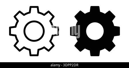 This image features two gear icons, one black and one white, representing industrial and mechanical themes. Ideal for design projects in technology or Stock Vector