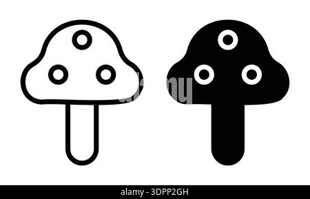 A pair of simplistic mushroom icons designed in black and white. These minimalistic elements can enhance various creative projects, adding a touch of Stock Vector