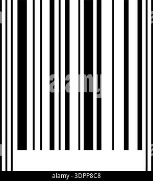 Striped barcode label template isolated on white background. Blank bar code tag. Visual data digital representation with product information for Stock Vector