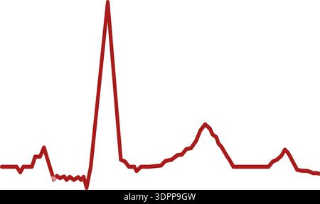 Part of red heart beat diagram. Fragment of ECG chart isolated on white background. Pulse or cardiac rhythm line. Cardio test sign. Cardiology Stock Vector